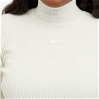Off-White Women's Off Patch Short Sleeve Mockneck Knit Top in Beige