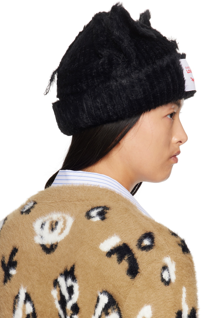 Charles Jeffrey LOVERBOY Black Fluffy Chunky Ears Beanie Charles