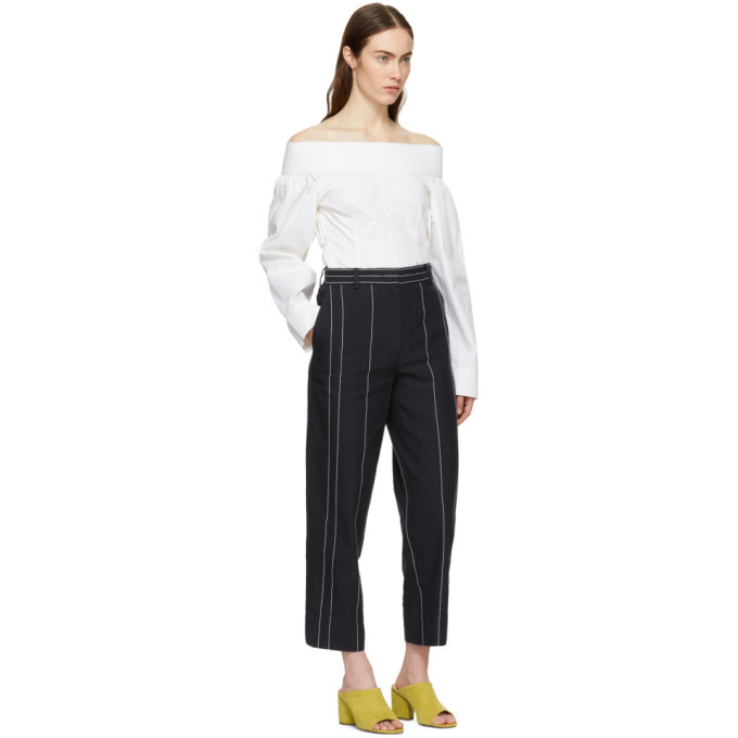 Cedric Charlier Navy Pinstripe Trousers Cedric Charlier