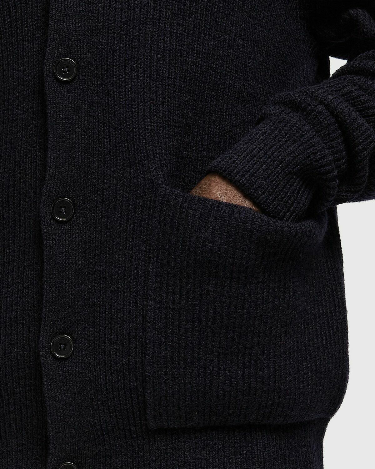 Norse Projects Loki Wool Cotton Rib Cardigan Blue Mens Zippers & Cardigan