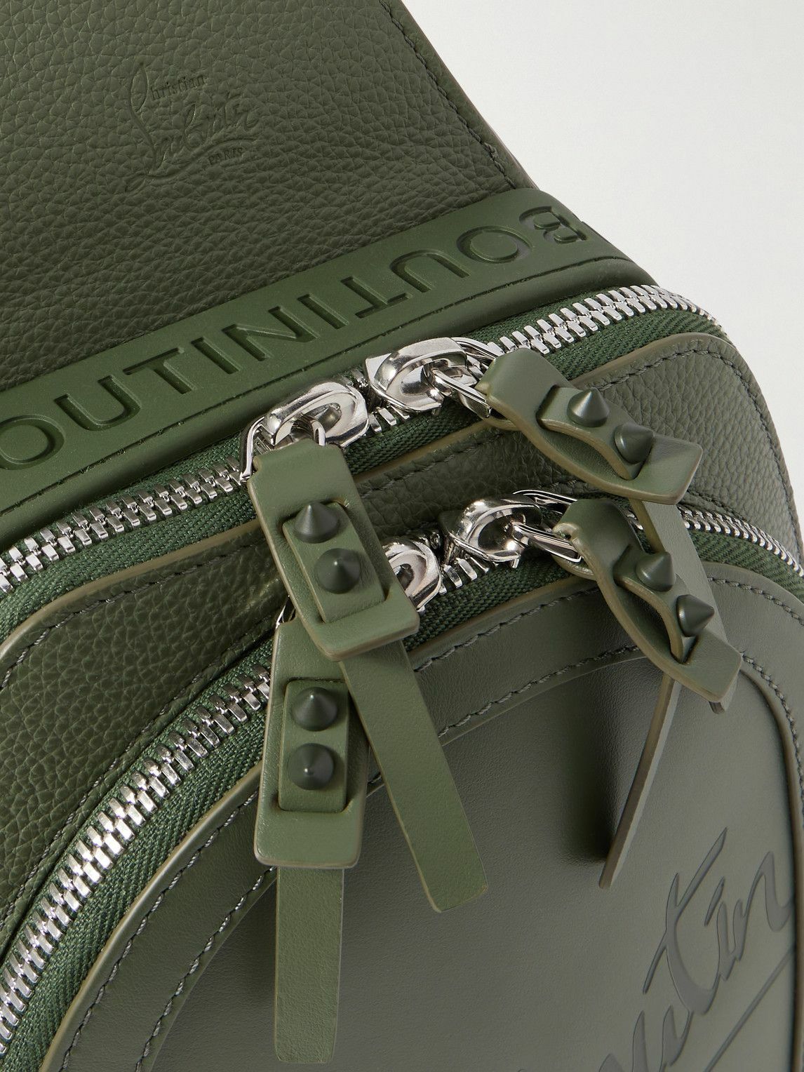 Christian Louboutin - Logo-Debossed Mesh-Trimmed Leather Sling Backpack