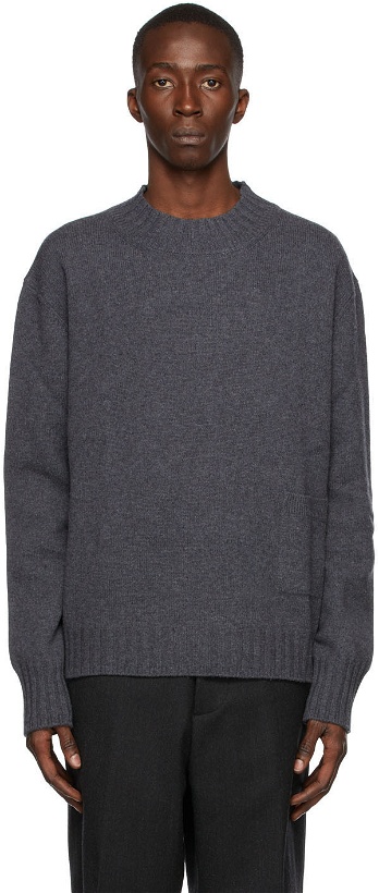Photo: Margaret Howell Grey Merino Single Pocket Sweater