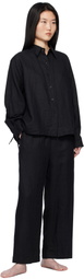 Deiji Studios Black Tie Split Pyjama Set