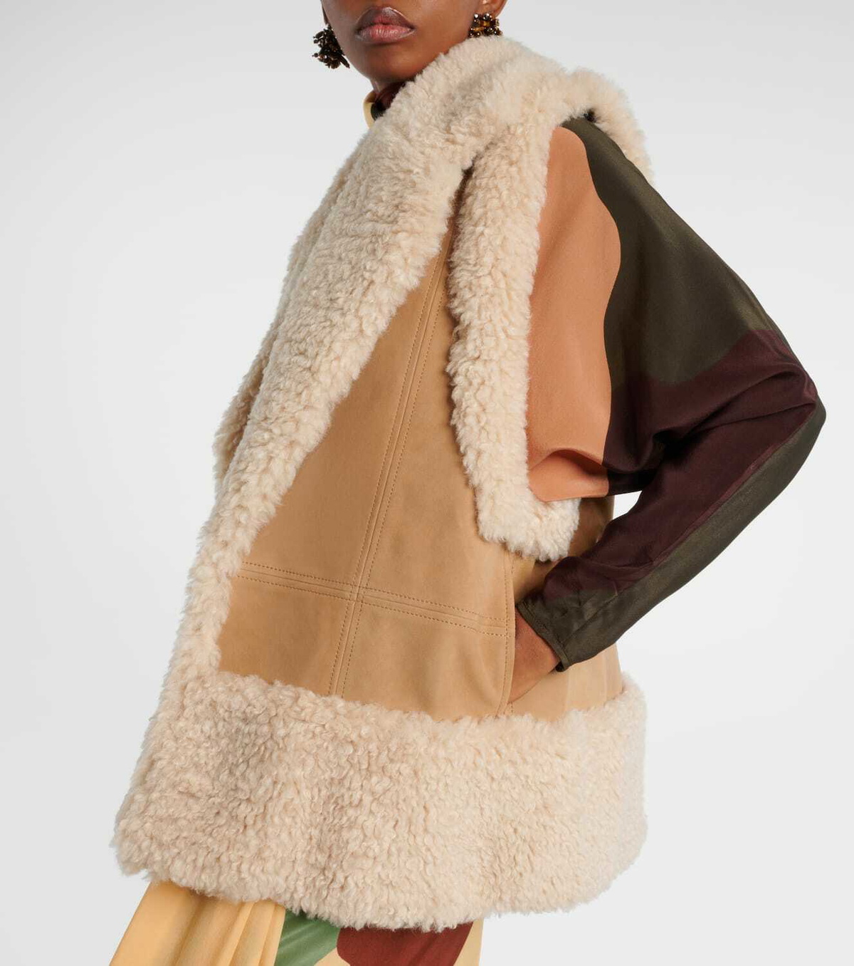 Johanna Ortiz Faux shearling-trimmed suede vest