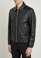 Boss Mapson Grained Leather Jacket Black