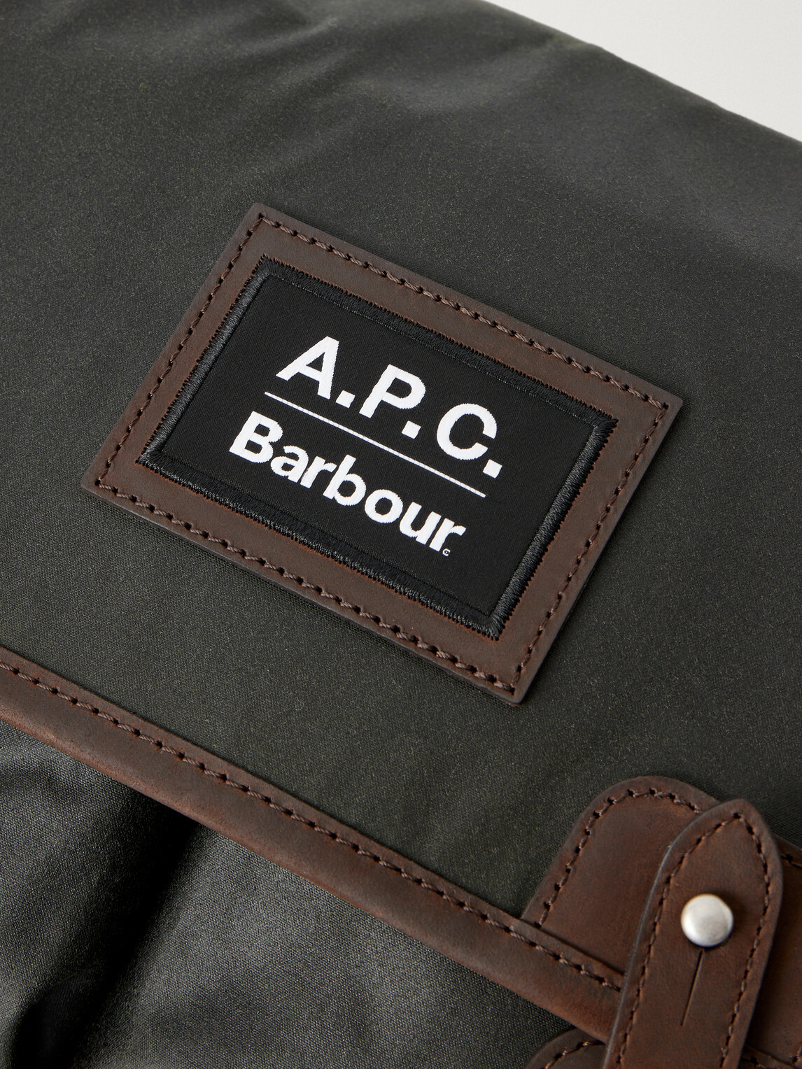 Barbour - A.P.C. Leather-Trimmed Waxed Cotton-Canvas Messenger Bag - Green