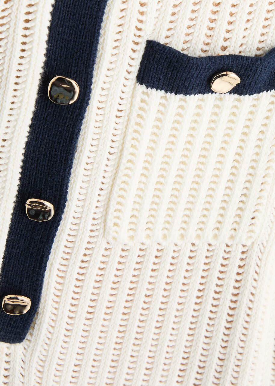 Self-portrait Pointelle-knit Cotton-blend Mini Dress Cream Self-Portrait