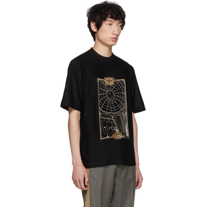 Prada Black Jacquard Jersey T-Shirt Prada