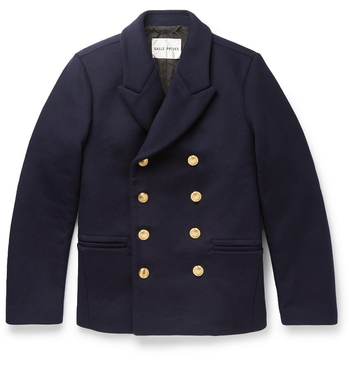 Photo: SALLE PRIVÉE - Daven Double-Breasted Virgin Wool-Blend Peacoat - Blue