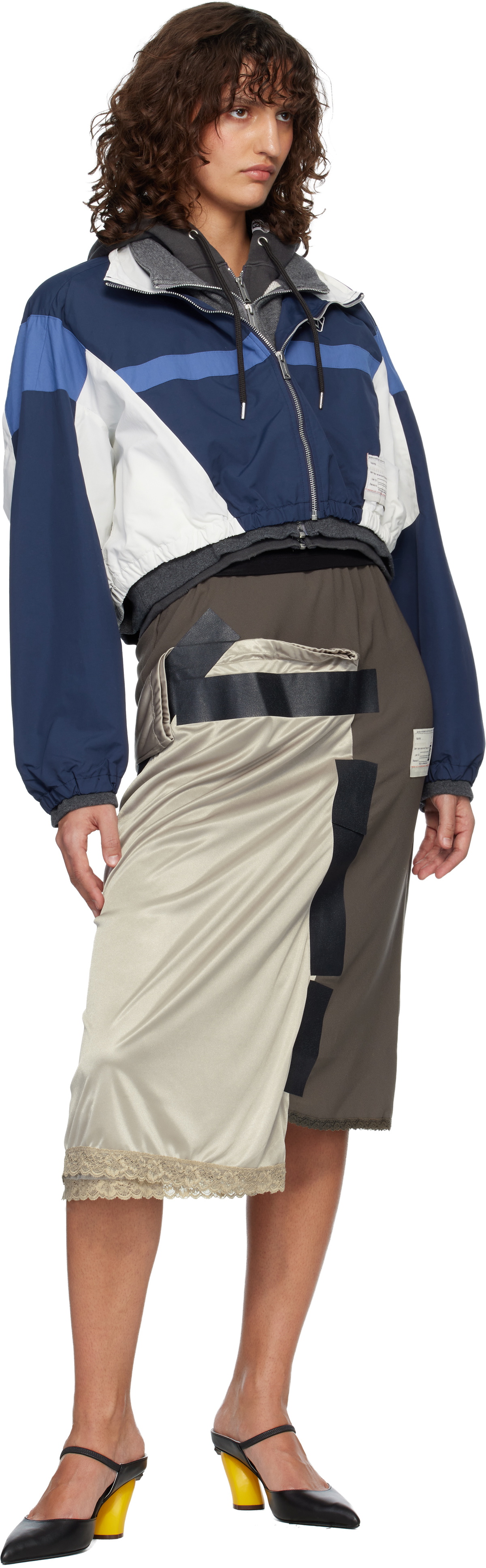 Maison MIHARA YASUHIRO Brown Combined Tape Lingerie Midi Skirt