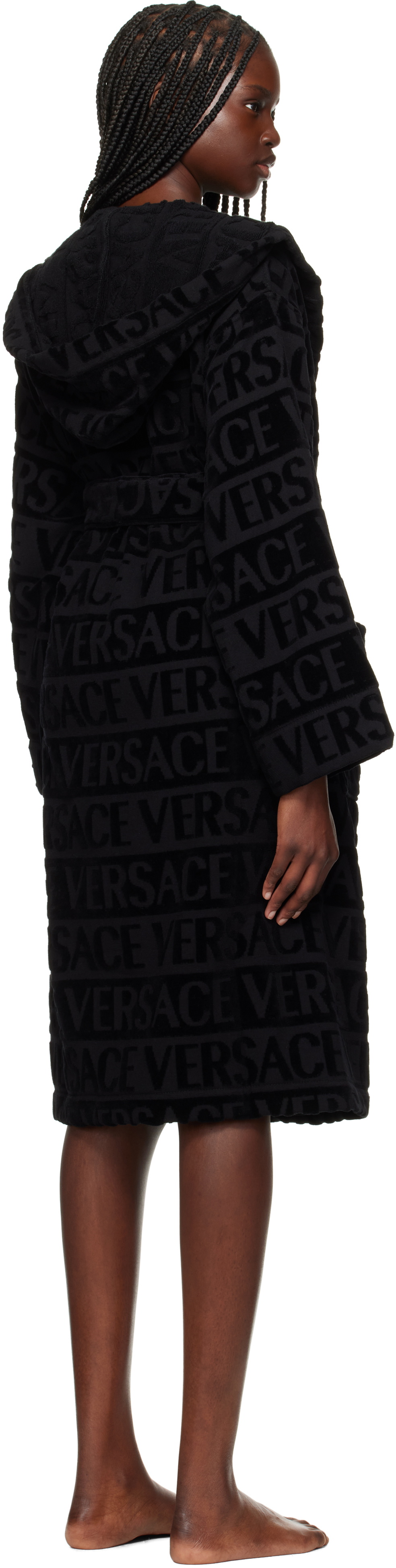 Versace Underwear Black Allover Bathrobe