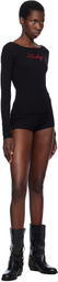 Frankies Bikinis Black Bella Hadid Edition Bradley Knit Booty Shorts