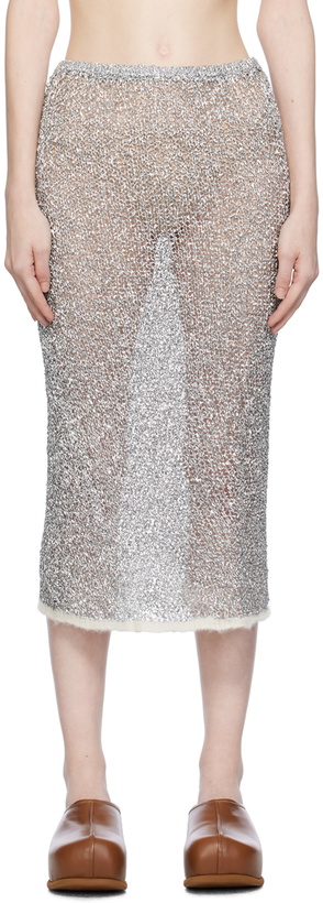 Photo: Dries Van Noten Silver Tempe Midi Skirt