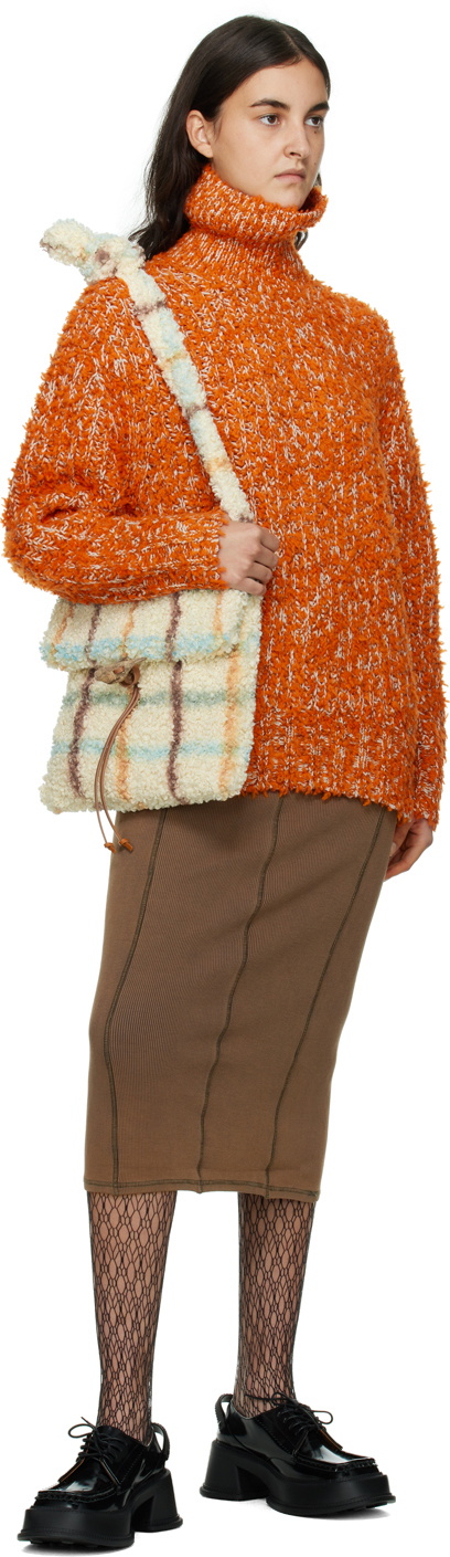Acne Studios Biege Fluffy Check Bag Acne Studios