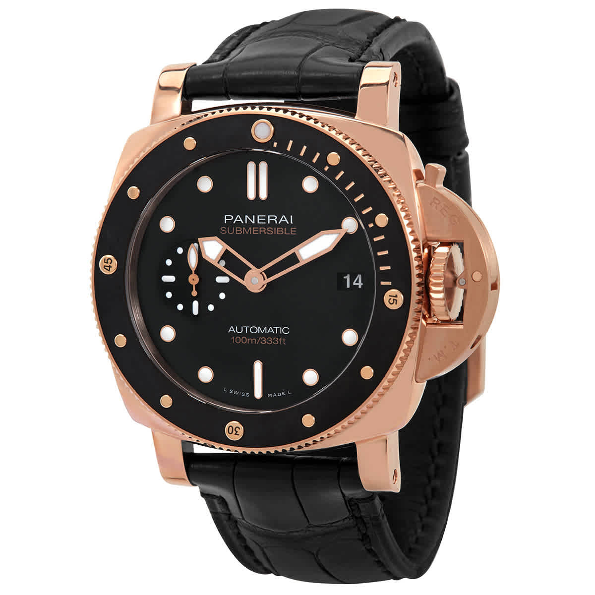 Panerai Submersible Automatic 18kt Rose Gold Black Dial Mens 42 mm Watch PAM00974