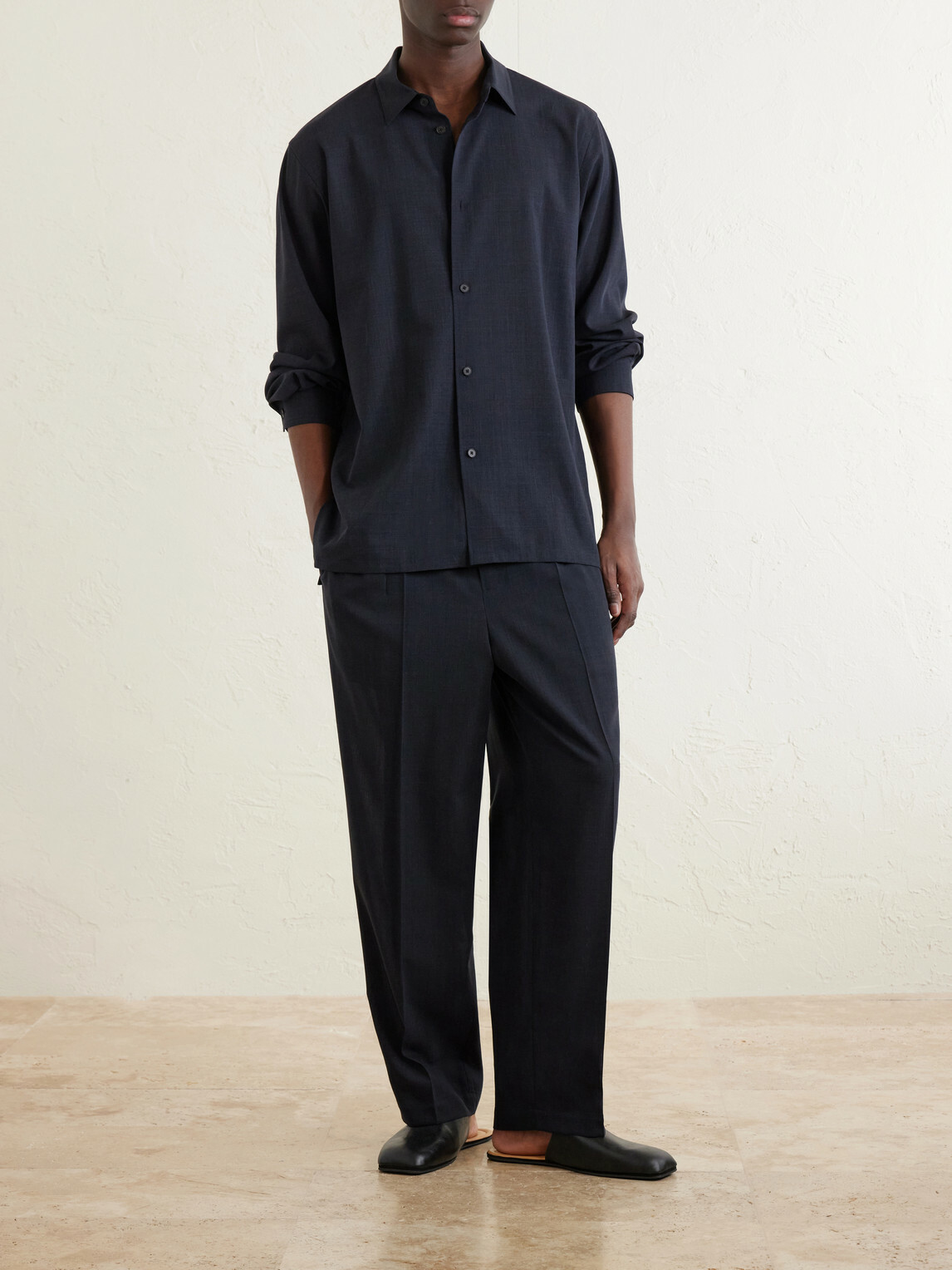 ATON - Wool-Gauze Shirt - Blue