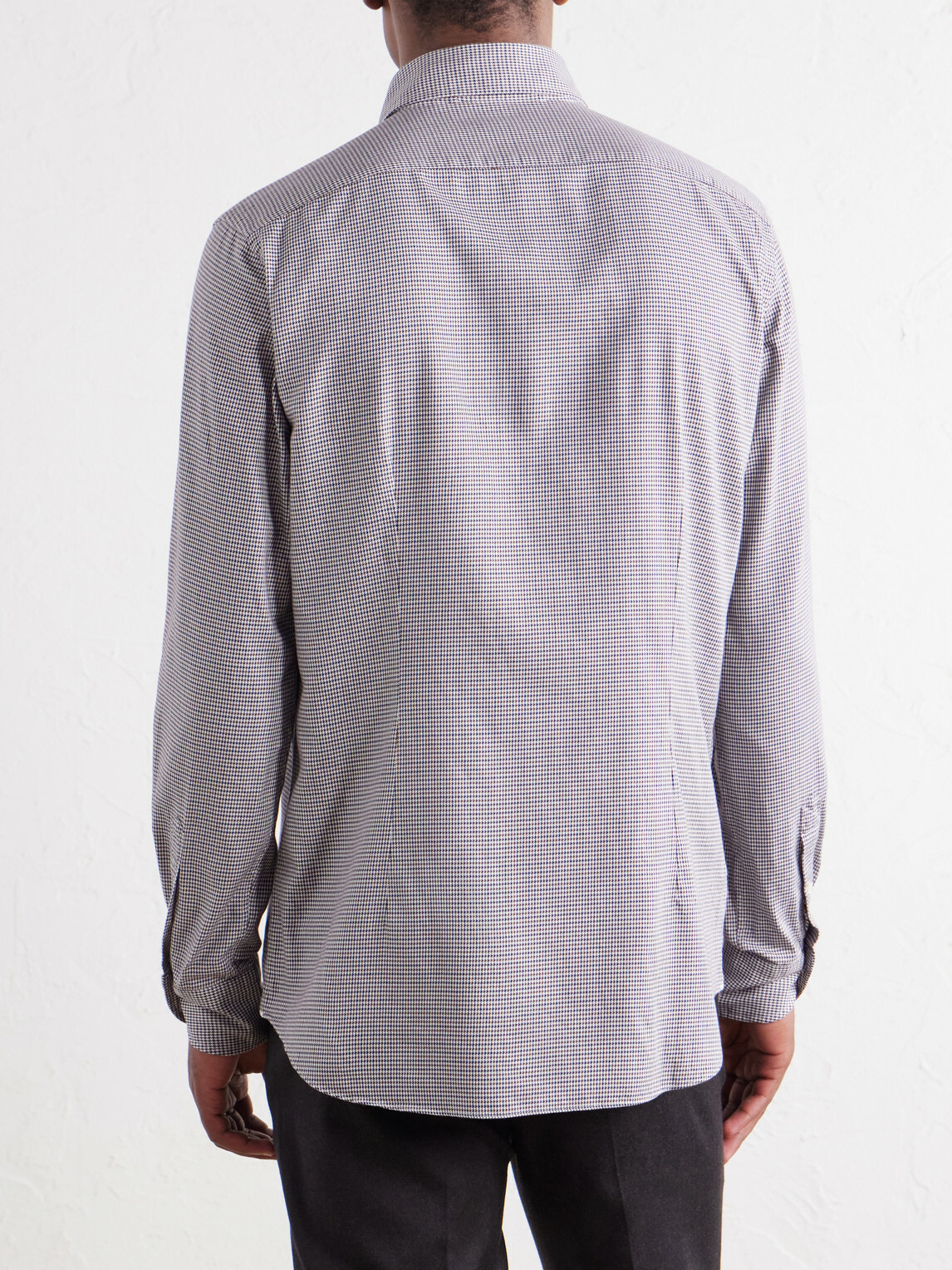 Slowear - Glanshirt Button-Down Collar Houndstooth Cotton Shirt - Brown