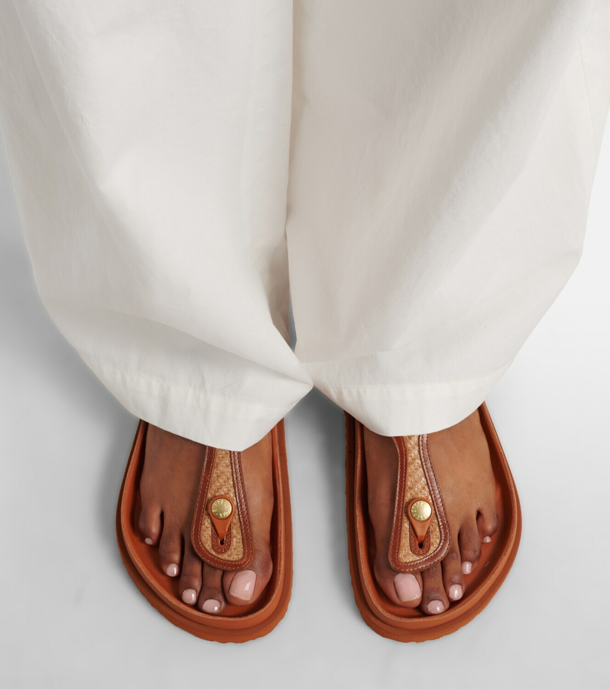 Birkenstock 1774 Gizeh leather-trimmed woven thong sandals