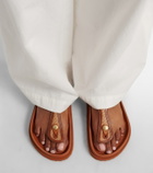 Birkenstock 1774 Gizeh leather-trimmed woven thong sandals
