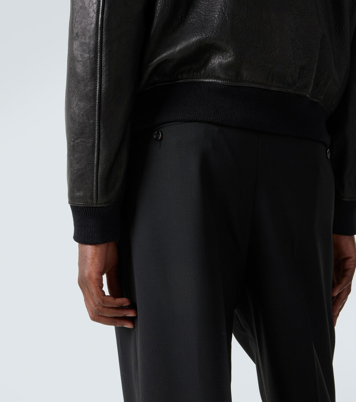 Saint Laurent Shearling-trimmed leather bomber jacket