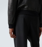 Saint Laurent Shearling-trimmed leather bomber jacket