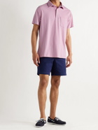 SID MASHBURN - Striped Cotton-Jersey Polo Shirt - Pink