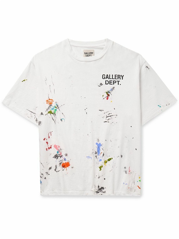 Photo: Gallery Dept. - Paint-Splattered Logo-Print Cotton-Jersey T-Shirt - Multi