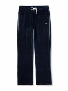 CELINE - Straight-Leg Logo-Embroidered Cotton-Blend Velour Track Pants - Blue