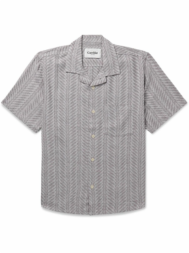 Photo: Corridor - Cumberland Camp-Collar Cotton-Blend Jacquard Shirt - Gray
