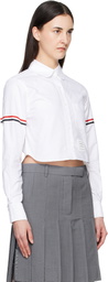 Thom Browne White Armband Cropped Oxford Shirt