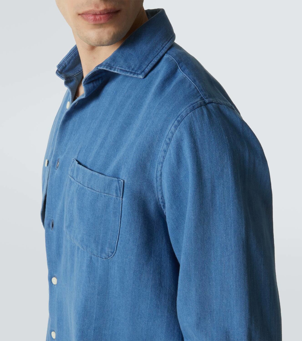 Frescobol Carioca Emilio herringbone denim shirt