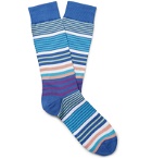 Pantherella - Miyako Striped Sea Island Cotton-Blend Socks - Blue