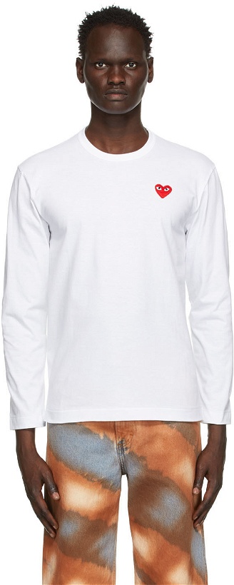 Photo: COMME des GARÇONS PLAY White Heart Patch Long Sleeve T-shirt