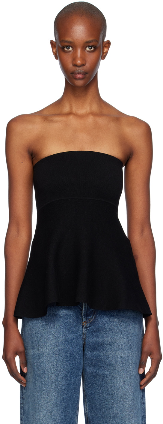 The Frankie Shop Black Agathe Knit Bustier Top The Frankie Shop