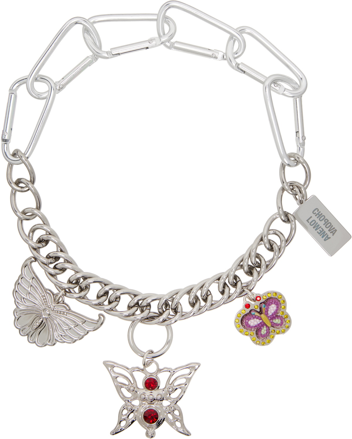 Chopova Lowena Three Butterflies Carabiner Necklace