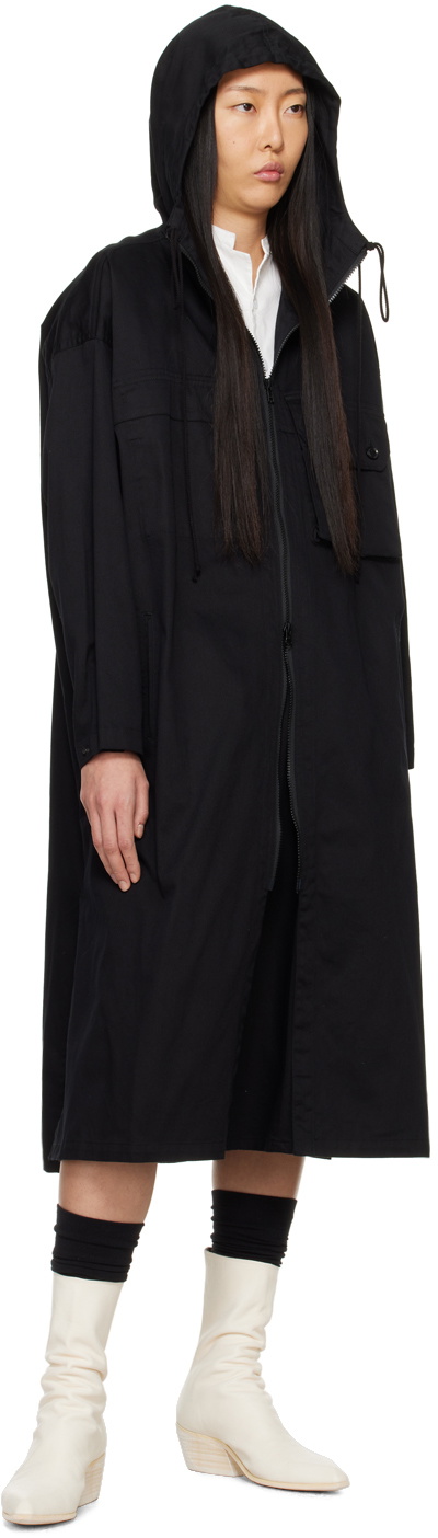 Y's Black Hooded Coat