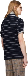 Thom Browne Navy Textured Stripe Short Sleeve Shirt