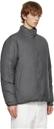Thom Browne Reversible Grey Funnel Neck Down Jacket