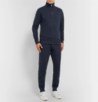 Oliver Spencer Loungewear - Ribbed Cotton-Jersey Half-Zip Sweatshirt - Navy