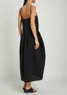 Khaite Adira Silk and Cotton-blend Midi Dress Black