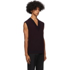 Dries Van Noten Burgundy V-Neck Vest