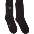 Maison Kitsune Black Fox Logo Socks