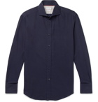 Brunello Cucinelli - Slim-Fit Cutaway-Collar Cotton-Twill Shirt - Men - Blue