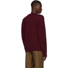 Maison Kitsune Burgundy Wool Jacquard Fox Head Sweater