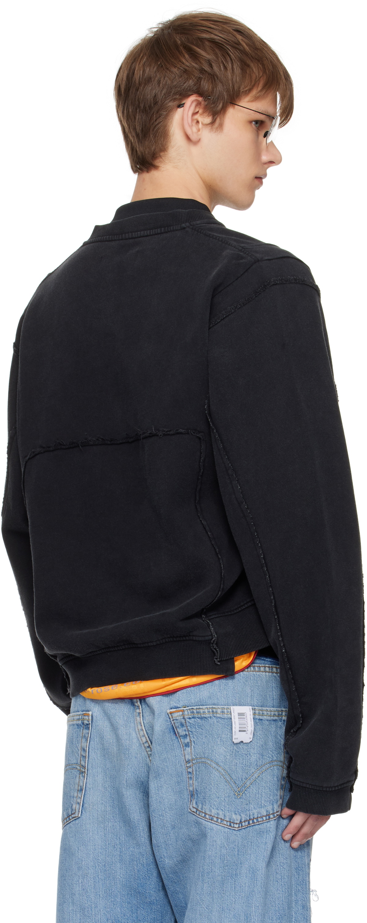 Martine Rose Black Shrunken Zip Up Crew Sweatshirt Martine Rose