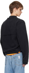 Martine Rose Black Shrunken Zip Up Crew Sweatshirt