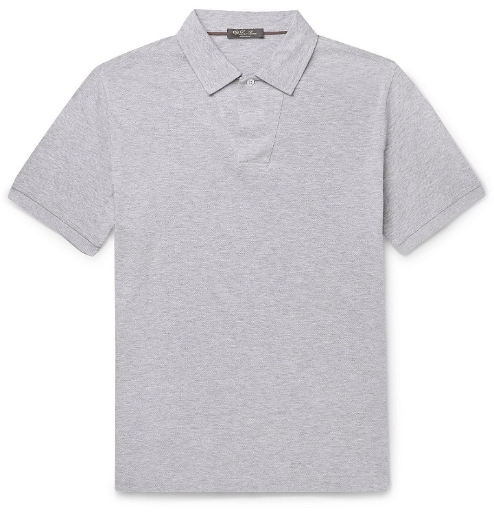 Photo: Loro Piana - Cotton-Piqué Polo Shirt - Gray