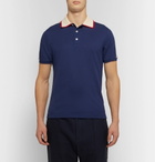 Gucci - Webbing-Trimmed Stretch-Cotton Piqué Polo Shirt - Men - Navy