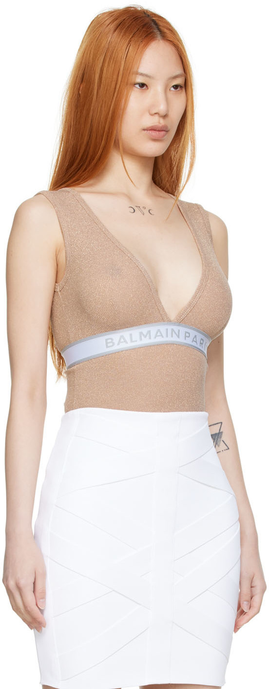 Balmain Pink Lurex Bodysuit