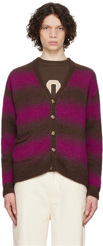 Photo: Pop Trading Company Brown & Pink Striped Cardigan